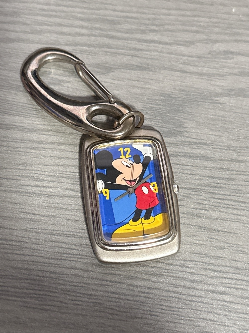 Blue Mickey Mouse Keychain Watch with Silver Clip